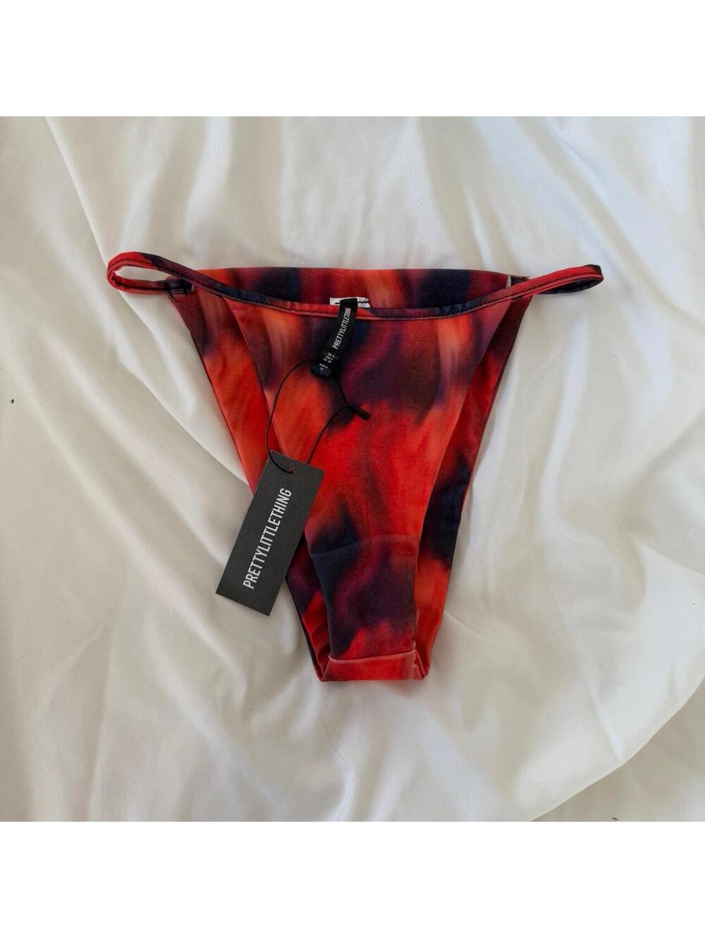 Pretty little thing red / orange / black bikini bottoms NWT